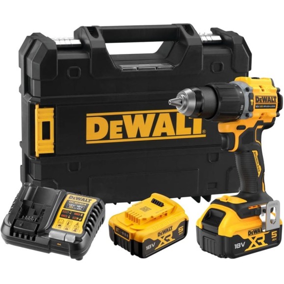 Ударная дрель-шуруповерт DEWALT DCD799P2T, 18В, 1650об/мин, 28050 уд/мин, с 2 АКБ 5 Ач и ЗУ, в кейсе TSTAK DCD799P2T-QW Ударная дрель-шуруповерт DEWALT DCD799P2T, 18В, 1650об/мин, 28050 уд/мин, с 2 АКБ 5 Ач и ЗУ, в кейсе TSTAK DCD799P2T-QW