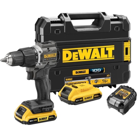 Ударная дрель-шуруповерт DEWALT DCD100D2T, 18В, 1650 об/мин, 28050 уд/мин, с 2 АКБ 2 Ач и ЗУ, в кейсе TSTAK DCD100D2T-QW Ударная дрель-шуруповерт DEWALT DCD100D2T, 18В, 1650 об/мин, 28050 уд/мин, с 2 АКБ 2 Ач и ЗУ, в кейсе TSTAK DCD100D2T-QW