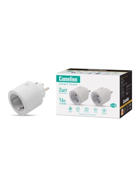 Умная розетка Camelion Smart Home BNS/SH-2/16A/WIFI (2 шт. в уп 16A 4000Вт, WiFi+Счетчик+Контроль) 15898
