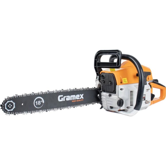 Пила бензиновая цепная Gramex CS-1835 2,5 кВт, 3,5 л.с, шины 18 дюймов/45 cм 0,325 дюйма, 1,3 мм-72 зв 1/2 29647 Пила бензиновая цепная Gramex CS-1835 2,5 кВт, 3,5 л.с, шины 18 дюймов/45 cм 0,325 дюйма, 1,3 мм-72 зв 1/2 29647