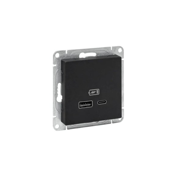 Механизм розетки EKF USB-A+С, чёрный Эпика UP1-SOB-USBA+USBC Механизм розетки EKF USB-A+С, чёрный Эпика UP1-SOB-USBA+USBC