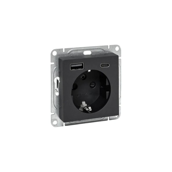 Механизм розетки EKF с USB-A+С - 2шт, 16А, с заземлением, со шторками, чёрный Эпика UP1-SOB-111-USBA+USBC Механизм розетки EKF с USB-A+С - 2шт, 16А, с заземлением, со шторками, чёрный Эпика UP1-SOB-111-USBA+USBC