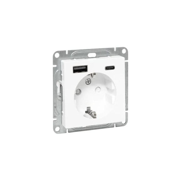 Механизм розетки EKF с USB-A+С - 2шт, 16А, с заземлением, со шторками, белый Эпика UP1-SOW-111-USBA+USBC Механизм розетки EKF с USB-A+С - 2шт, 16А, с заземлением, со шторками, белый Эпика UP1-SOW-111-USBA+USBC