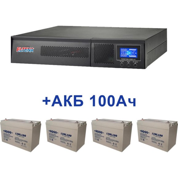 Комплект ИБП Monolith ELTENA E2000RTLT (1600Вт) + 4шт. АКБ AQQU 12ML100 (12В, 100Ач) E2000RTLT/12ML100