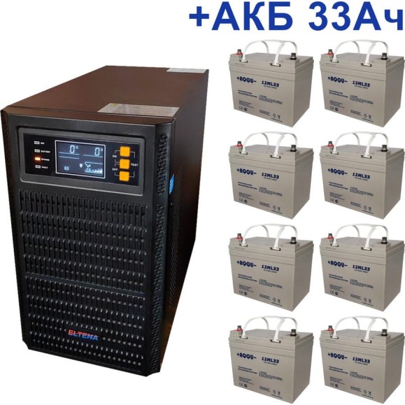 Комплект ИБП Monolith B ELTENA 3000LT (3000Вт) + 8шт. АКБ AQQU 12ML33 (12В, 33Ач) B3000LT/12ML33