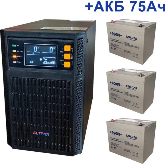 Комплект ИБП Monolith B ELTENA 1000LT (1000Вт) + 3шт. АКБ AQQU 12ML75 (12В, 75Ач) MB1000LT/12ML75