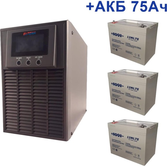 Комплект ИБП Monolith E ELTENA 1000LT-36V (900Вт) + 3шт. АКБ AQQU 12ML75 (12В, 75Ач) ME1000LT-36V/12ML75