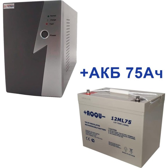 Комплект ИБП Intelligent ELTENA 500LT2 (300Вт) + АКБ AQQU 12ML75 (12В, 75Ач) I500LT2/12ML75
