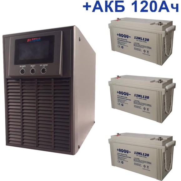 Комплект ИБП Monolith E ELTENA 1000LT-36V (900Вт) + 3шт. АКБ AQQU 12ML120 (12В, 120Ач) ME1000LT-36V/12ML120 Комплект ИБП Monolith E ELTENA 1000LT-36V (900Вт) + 3шт. АКБ AQQU 12ML120 (12В, 120Ач) ME1000LT-36V/12ML120