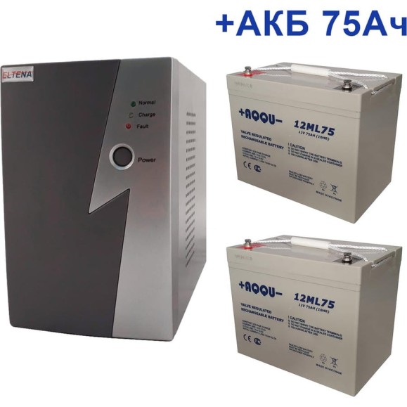 Комплект ИБП Intelligent ELTENA 1000LT2 (700Вт) + 2шт. АКБ AQQU 12ML75 (12В, 75Ач) I1000LT2/12ML75