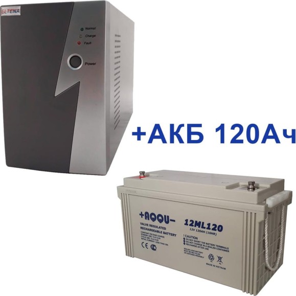 Комплект ИБП Intelligent ELTENA 500LT2 (300Вт) + АКБ AQQU 12ML120 (12В, 120Ач) I500LT2/12ML120 Комплект ИБП Intelligent ELTENA 500LT2 (300Вт) + АКБ AQQU 12ML120 (12В, 120Ач) I500LT2/12ML120