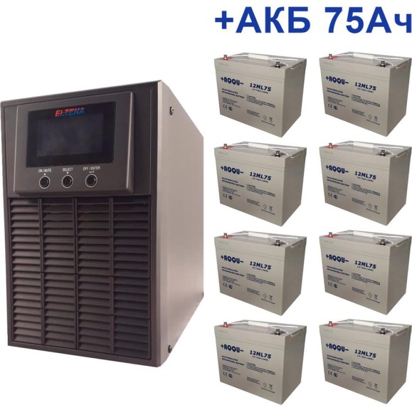 Комплект ИБП Monolith E ELTENA 3000LT (2400Вт) + 8шт. АКБ AQQU 12ML75 (12В, 75Ач) ME3000LT/12ML75