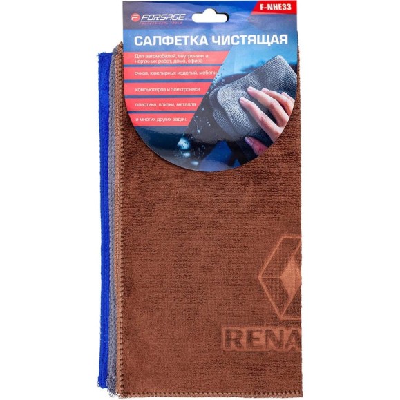 Салфетка чистящая микрофибра Forsage с логотипом 30*30 см (3шт/уп) F-NHE33 RENAULT(34406) Салфетка чистящая микрофибра Forsage с логотипом 30*30 см (3шт/уп) F-NHE33 RENAULT(34406)