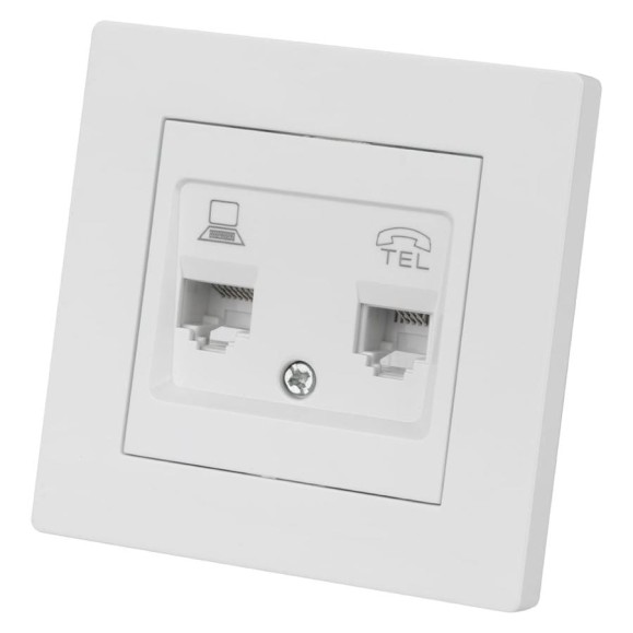 Розетка телефонная rj11 + компьютерная rj45 TDM ELECTRIC белая "сенеж" SQ1816-0048 Розетка телефонная rj11 + компьютерная rj45 TDM ELECTRIC белая "сенеж" SQ1816-0048