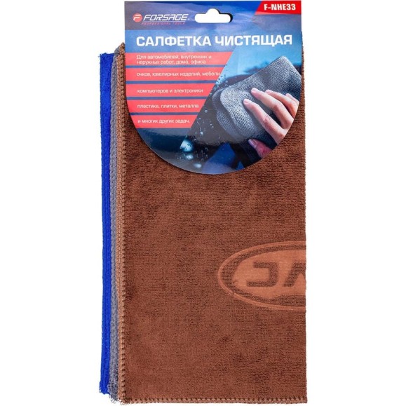 Салфетка чистящая из микрофибры Forsage с логотипом, 30х30 см (3шт/уп) F-NHE33 Jac(34397) Салфетка чистящая из микрофибры Forsage с логотипом, 30х30 см (3шт/уп) F-NHE33 Jac(34397)