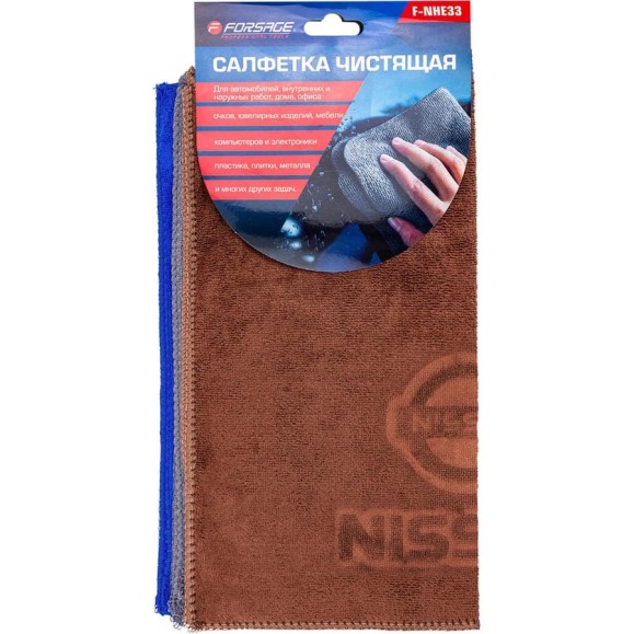Салфетка чистящая из микрофибры Forsage с логотипом, 30х30 см (3шт/уп) F-NHE33 NISSAN(34403) Салфетка чистящая из микрофибры Forsage с логотипом, 30х30 см (3шт/уп) F-NHE33 NISSAN(34403)