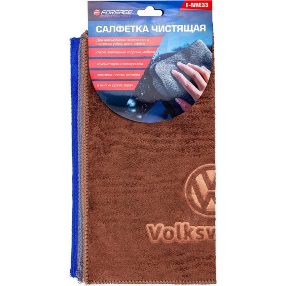 Салфетка чистящая из микрофибры Forsage с логотипом, 30х30 см (3шт/уп) F-NHE33 VW(34411) Салфетка чистящая из микрофибры Forsage с логотипом, 30х30 см (3шт/уп) F-NHE33 VW(34411)
