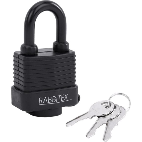 Замок навесной RABBITEX стальной 40мм всепогодный оцинкованный, прорезиненный, 3 ключа 671300 Замок навесной RABBITEX стальной 40мм всепогодный оцинкованный, прорезиненный, 3 ключа 671300