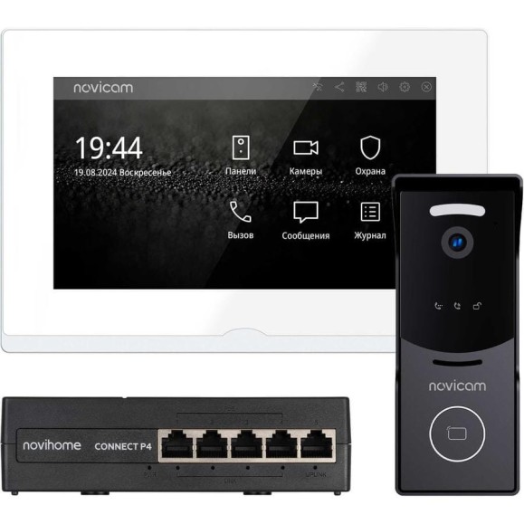 Комплект IP-видеодомофона Novicam IMPULSE 7 IP KIT WHITE. Сенсорный видеодомофон, вызывная панель со считывателем, PoE-коммутатор. Поддержка SIP. Приложение Smart Life 4645 Комплект IP-видеодомофона Novicam IMPULSE 7 IP KIT WHITE. Сенсорный видеодомофон, вызывная панель со считывателем, PoE-коммутатор. Поддержка SIP. Приложение Smart Life 4645
