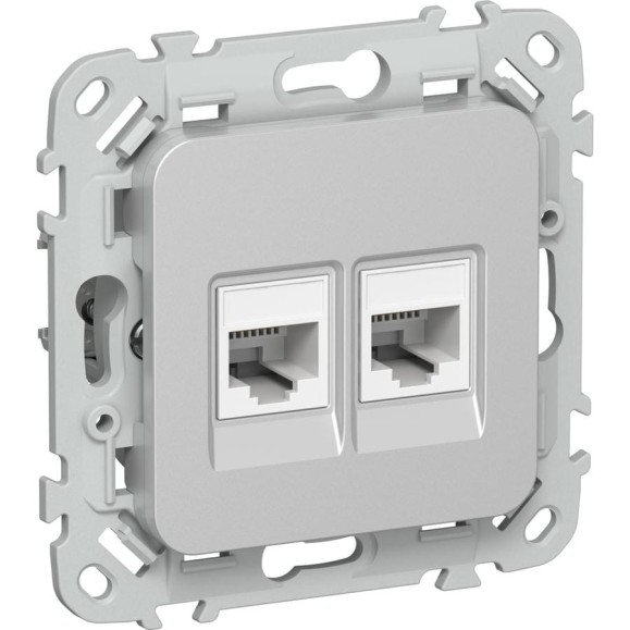Розетка 2-я компьютерная IEK FLITE RJ45 кат.5Е UTP РК5е-2-0-ФлА алюминий FI-K22-1-K47 Розетка 2-я компьютерная IEK FLITE RJ45 кат.5Е UTP РК5е-2-0-ФлА алюминий FI-K22-1-K47
