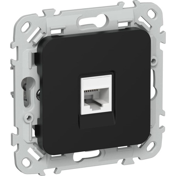 Розетка компьютерная IEK FLITE RJ45 кат.5Е UTP РК5е-1-0-ФлЧ черный FI-K12-1-K02