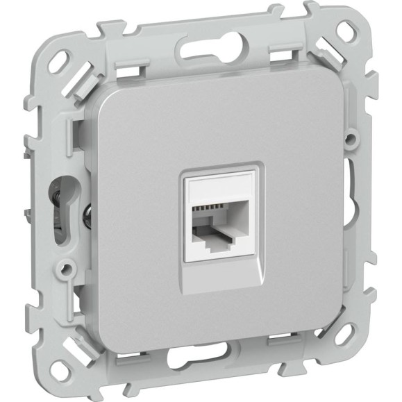 Розетка компьютерная IEK FLITE RJ45 кат.6 UTP РК6-1-0-ФлА алюминий FI-K12-2-K47