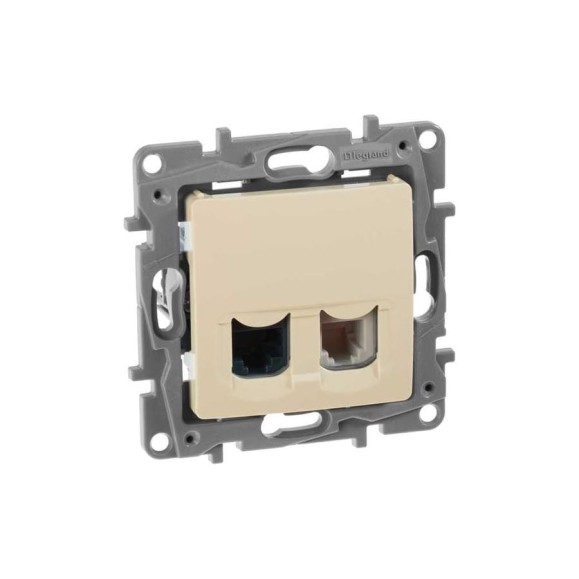 Розетка двойная IEK ETIKA RJ11+RJ45 кат.5E UTP слоновая кость 672352