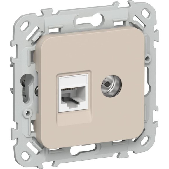 Розетка двойная IEK FLITE RJ45/TV кат.5Е UTP РКТВ5е-2-0-ФлЛ льняной FI-AK22-1-K88