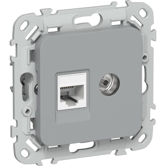 Розетка двойная IEK FLITE RJ45/TV кат.5Е UTP РКТВ5е-2-0-ФлС серый FI-AK22-1-K03