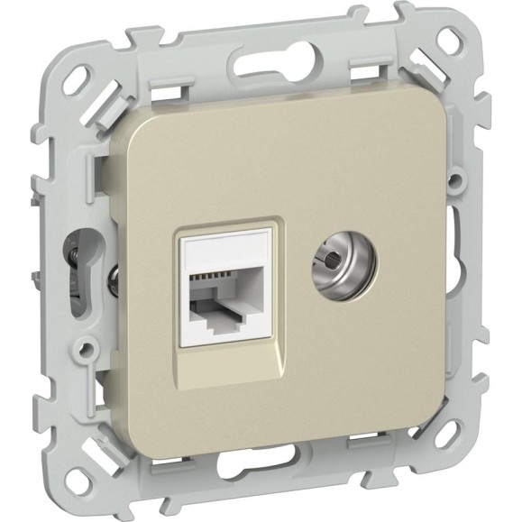 Розетка двойная IEK FLITE RJ45/TV кат.5Е UTP РКТВ5е-2-0-ФлШ шампань FI-AK22-1-K37
