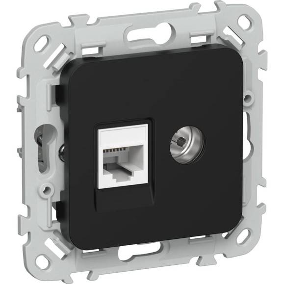 Розетка двойная IEK FLITE RJ45/TV кат.5Е UTP РКТВ5е-2-0-ФлЧ черный FI-AK22-1-K02