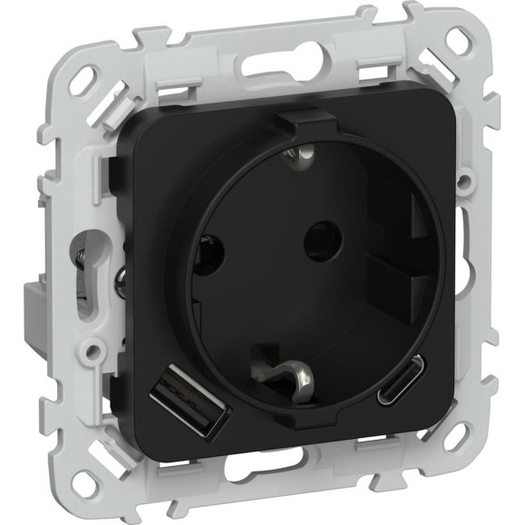 Розетка IEK FLITE с заземляющим контактом и шторками, 16А USB AC 20Вт б/к РСЮшс11-1-ФлЧ черный FI-R14-16-1-U22-020-K02 Розетка IEK FLITE с заземляющим контактом и шторками, 16А USB AC 20Вт б/к РСЮшс11-1-ФлЧ черный FI-R14-16-1-U22-020-K02