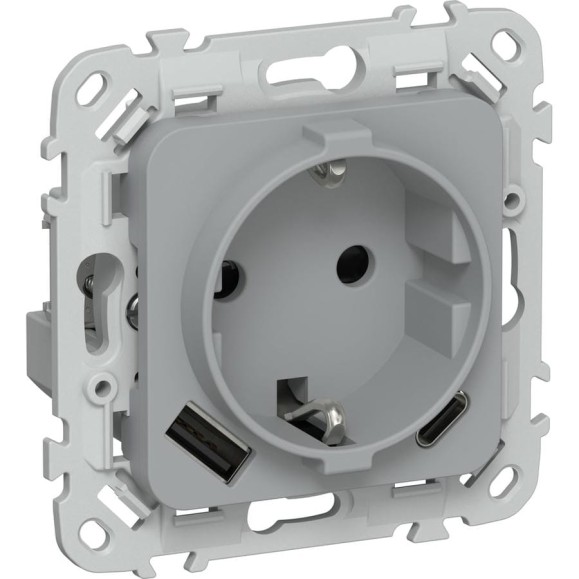 Розетка IEK FLITE с заземляющим контактом и шторками, 16А USB AC 20Вт б/к РСЮшс11-1-ФлС серый FI-R14-16-1-U22-020-K03 Розетка IEK FLITE с заземляющим контактом и шторками, 16А USB AC 20Вт б/к РСЮшс11-1-ФлС серый FI-R14-16-1-U22-020-K03
