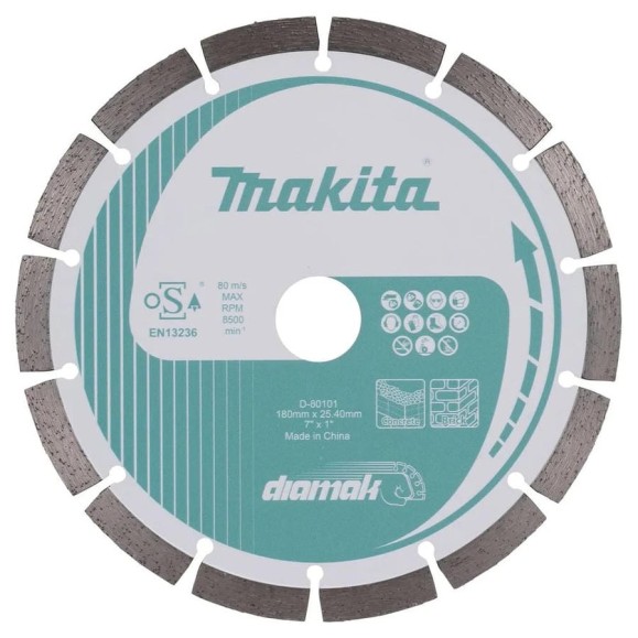 Алмазный диск сегментированный Makita по бетону/мрамору Diamak 180х22,23 мм D-80101 Алмазный диск сегментированный Makita по бетону/мрамору Diamak 180х22,23 мм D-80101