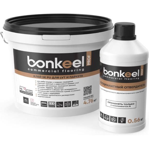 Клей Bonkeel Prof 2K PU для LVT и паркета, 4,76кг 656603 Клей Bonkeel Prof 2K PU для LVT и паркета, 4,76кг 656603