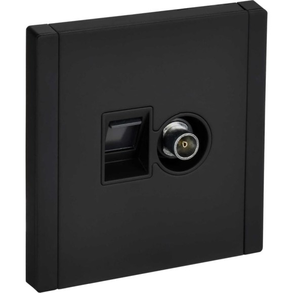 Розетка двойная IEK FORTE&PIANO TV+RJ45 кат.5E FP136M черный FP-AK20-1-M-K02