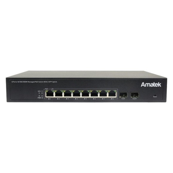 10 портовый управляемый коммутатор с PoE Amatek AN-SGM10P8 7001015 10 портовый управляемый коммутатор с PoE Amatek AN-SGM10P8 7001015