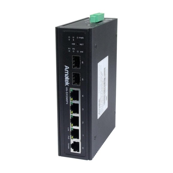 6 портовый управляемый коммутатор с PoE Amatek AN-SXGM6P4 7001013 6 портовый управляемый коммутатор с PoE Amatek AN-SXGM6P4 7001013