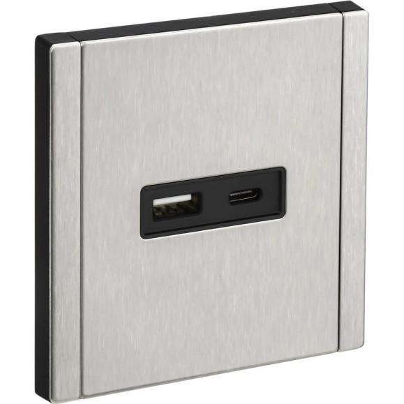 Розетка USB IEK FORTE&PIANO A+C 3,1А FP750M никель FP-U22-D31-M-K50