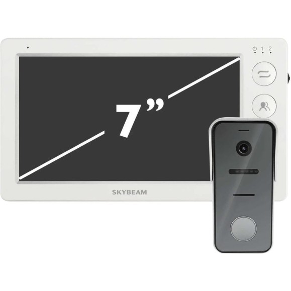 Комплект видеодомофона Skybeam из 7 дюймового монитора с мех кнопками и вызывной панели, белый (94705MA+94208-600TVLW 94705MA+ 94208- 600TVLWH Комплект видеодомофона Skybeam из 7 дюймового монитора с мех кнопками и вызывной панели, белый (94705MA+94208-600TVLW 94705MA+ 94208- 600TVLWH
