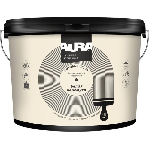 Краска AURA Любимая коллекция, Белая черёмуха, 14 кг, ASP101 Краска AURA Любимая коллекция, Белая черёмуха, 14 кг, ASP101