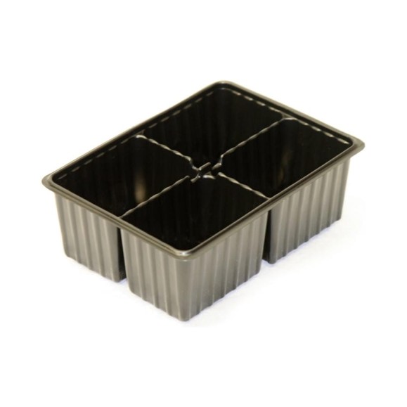 Мини-кассета для рассады ЛЕТО, 4 ячейки, 18×13.5×6 см, полистирол, чёрная (1308), 80 шт 96480
