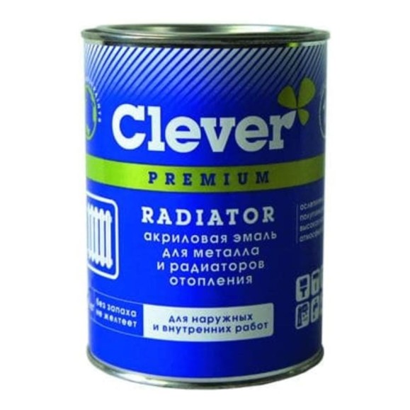 Акриловая эмаль для металла и радиаторов Радуга Clever Radiator белоснежная, 1 кг 4607017517673 Акриловая эмаль для металла и радиаторов Радуга Clever Radiator белоснежная, 1 кг 4607017517673