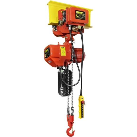 Цепная передвижная электрическая таль OCALIFT 05-02S г/п 5 тонн, высота 4.5 м, на балку 100-178мм, 380в OCA0502ST45m Цепная передвижная электрическая таль OCALIFT 05-02S г/п 5 тонн, высота 4.5 м, на балку 100-178мм, 380в OCA0502ST45m