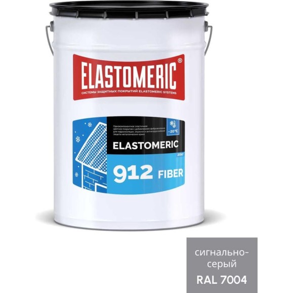 Зимняя гидроизоляционная мастика с фиброволокном Elastomeric Systems ELASTOMERIC-912 Fiber для металлических кровель 20 кг серый 912_fiber_7004_20kg
