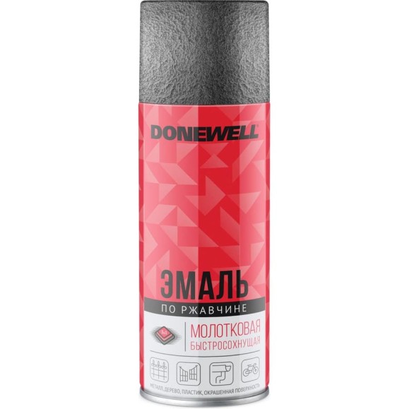 Молотковая эмаль по ржавчине DONEWELL серебристая 520 мл DW-3001 Молотковая эмаль по ржавчине DONEWELL серебристая 520 мл DW-3001
