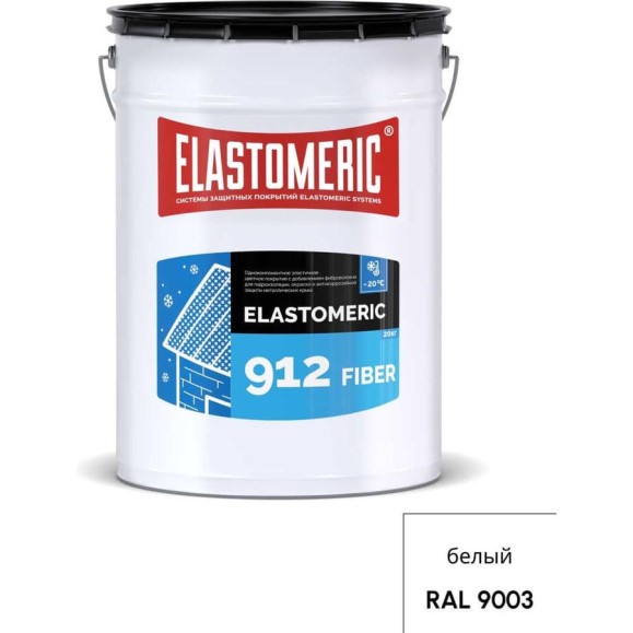 Зимняя гидроизоляционная мастика с фиброволокном Elastomeric Systems ELASTOMERIC-912 Fiber для металлических кровель, 20 кг, белый 912_fiber_9003_20kg