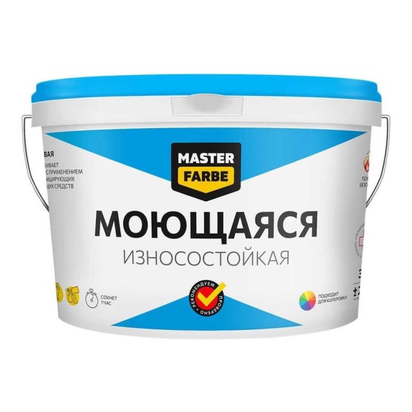 ВД краска MASTERFARBE МОЮЩАЯСЯ износостойкая 6кг 4610091274448 ВД краска MASTERFARBE МОЮЩАЯСЯ износостойкая 6кг 4610091274448