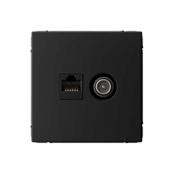 Розетка двойная ТВ + компьютерная Systeme Electric ARTGALLERY RJ45, кат. 5Е, черный шелк GAL001789