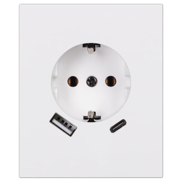 Розетка одноместная SMARTBUY с заземлением USB+Type-C модульная 16А белая Альтаир SBE-m11w-16-S1-USB Розетка одноместная SMARTBUY с заземлением USB+Type-C модульная 16А белая Альтаир SBE-m11w-16-S1-USB